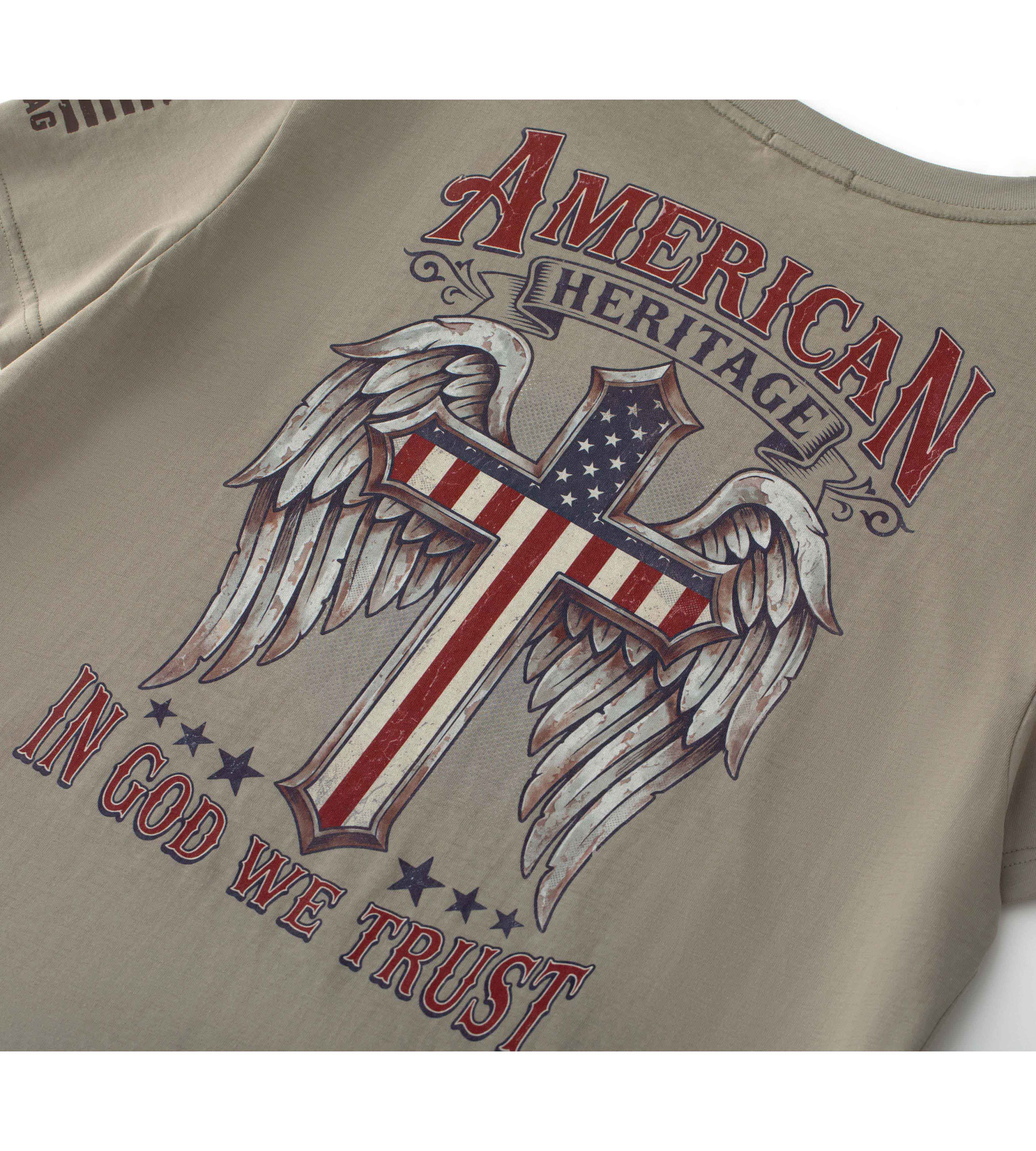 From The Flag-Men's American Flag Shirt Faith Over Fear Short Sleeve Graphic Tee - Military Casual Tops - Image 5