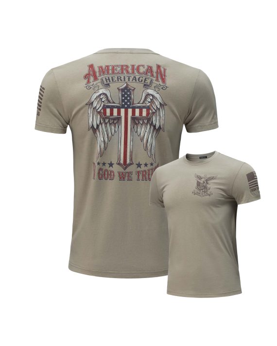 From The Flag-Men's American Flag Shirt Faith Over Fear Short Sleeve Graphic Tee - Military Casual Tops