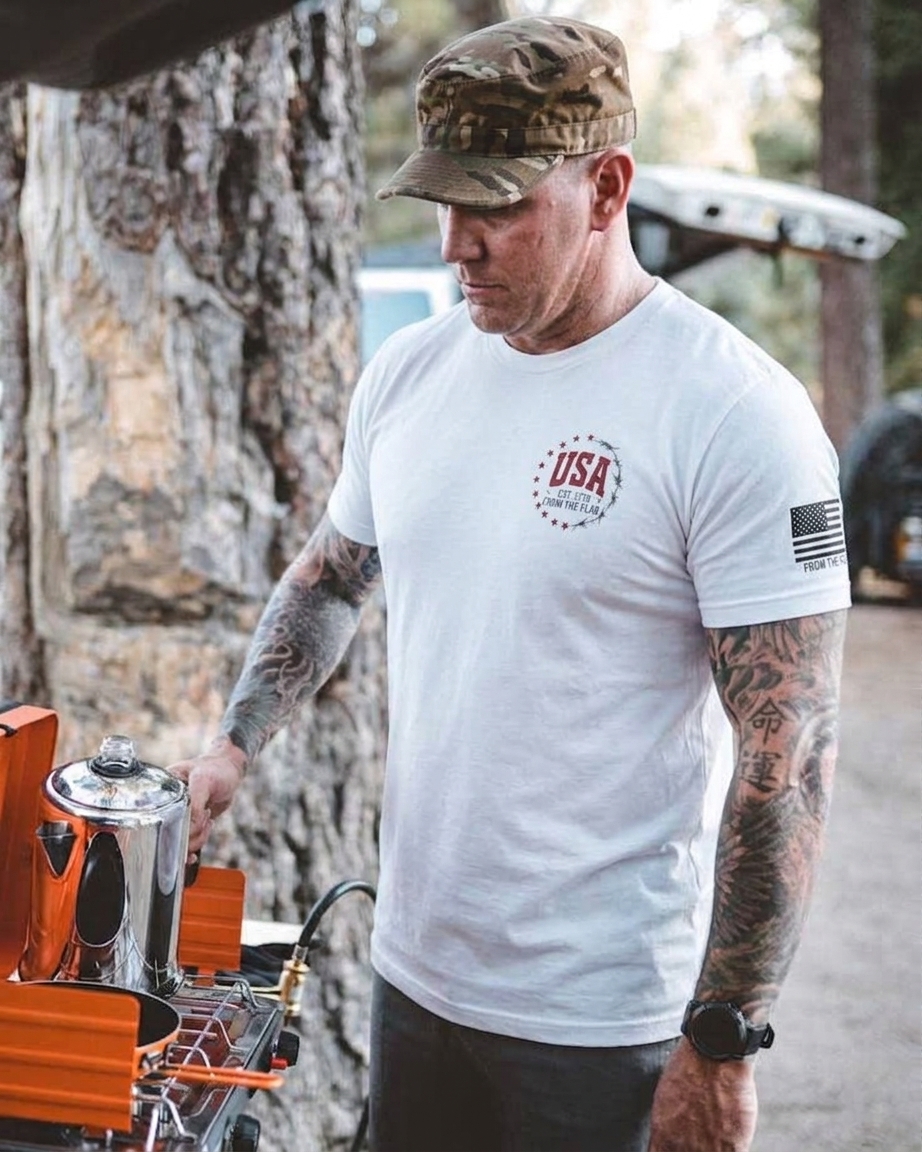 From the Flag Men's American Flag Veteran T-Shirt - Graphic Tees Military Short Sleeve T Shirt - Image 3