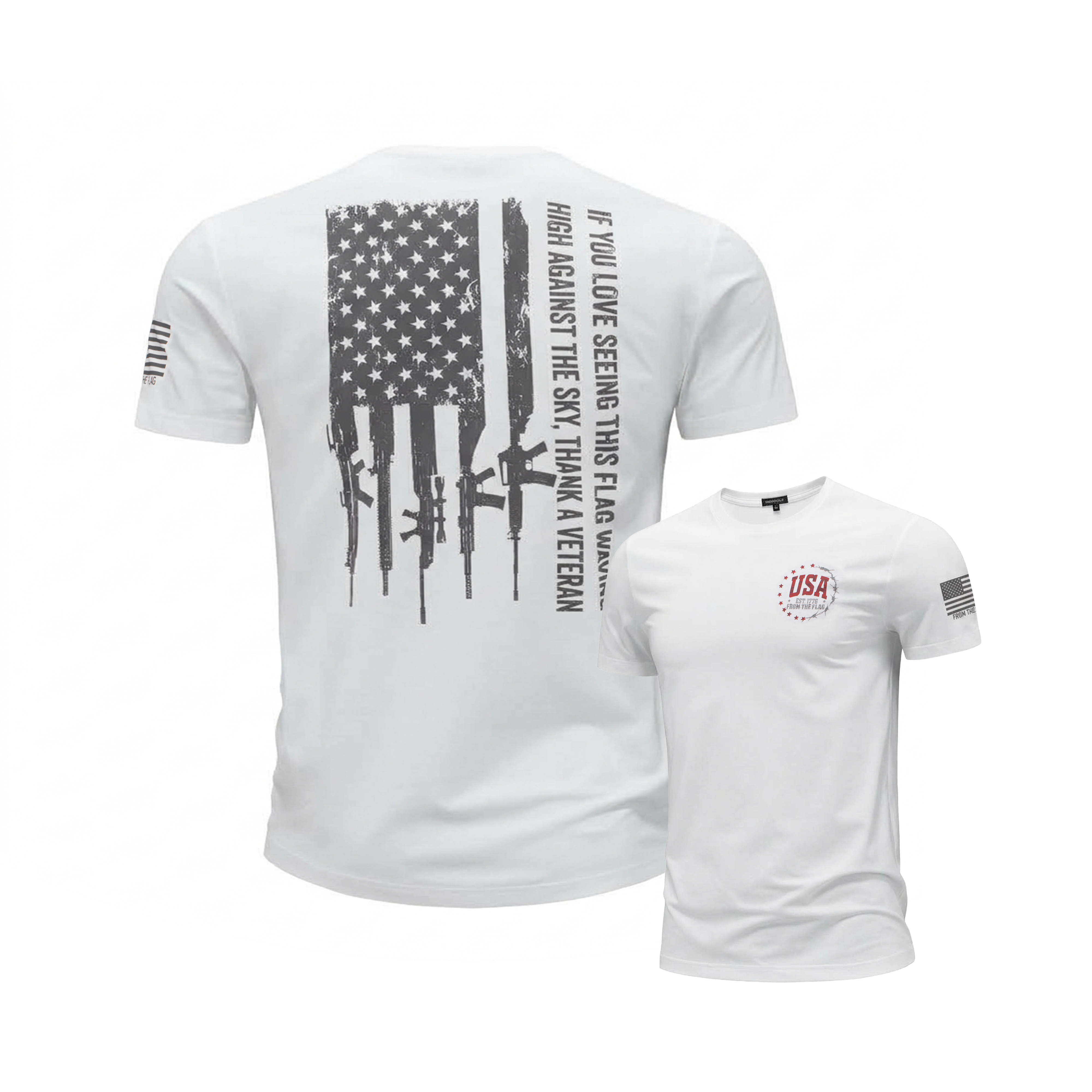 From the Flag Men's American Flag Veteran T-Shirt - Graphic Tees Military Short Sleeve T Shirt